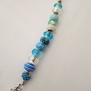 Blue and Silver Beaded Bracelet